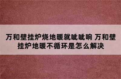 万和壁挂炉烧地暖就呲呲响 万和壁挂炉地暖不循环是怎么解决